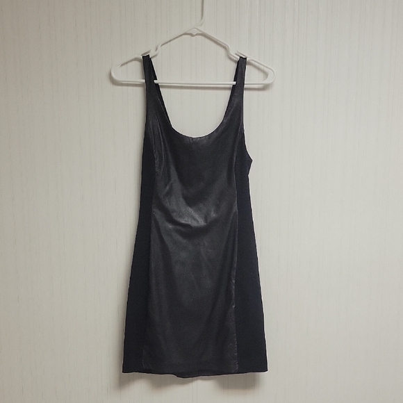 Free People Black Faux Leather Dress Sz Small . Fully Lined - Picture 1 of 5